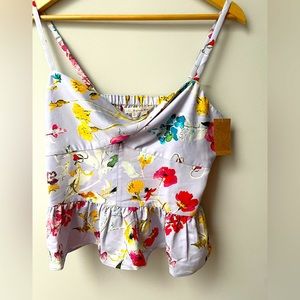 Rachel Roy cami/ corset peplum top. Lavender floral sz 10/M NEW W TAG!